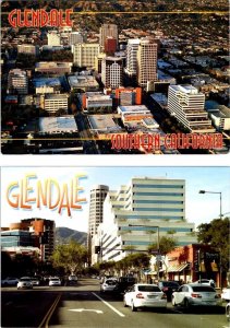 2~4X6 Postcards  Glendale, CA California  AERIAL VIEW & DOWNTOWN STREET SCENE