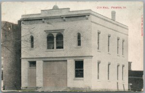 PRESTON IA CITY HALL ANTIQUE POSTCARD