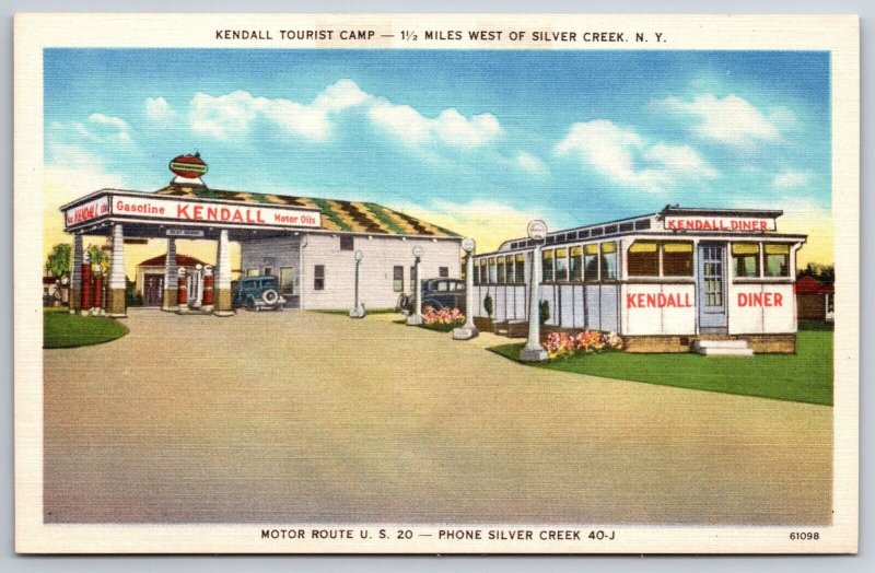 Silver Creek NY~Kendall Tourist Camp~Gas Station~ART DECO Roadside Diner~Linen
