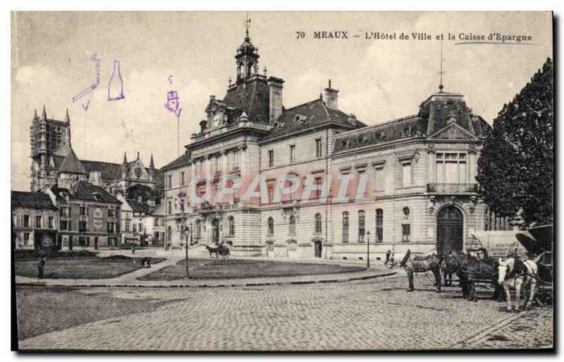 Old Postcard Bank Meaux L & # City 39Hotel and Caisse d & # 39Epargne