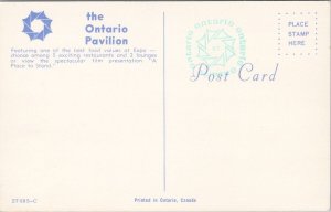 The Ontario Pavilion Toronto ON Expo Unused Vintage Postcard H29