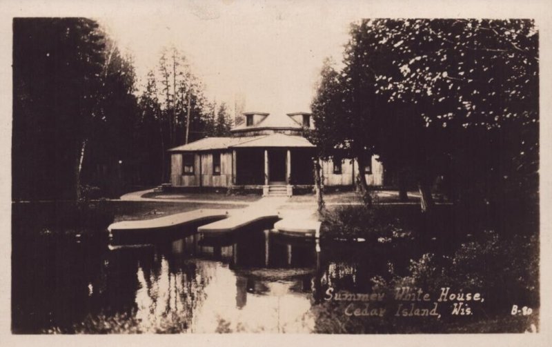 Wisconsin RPPC Real Photo Postcard - Summer White House - Cedar Island -Coolidge