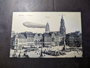 Mint Germany Aviation Zeppelin Postcard Airship Flight Over Dresden