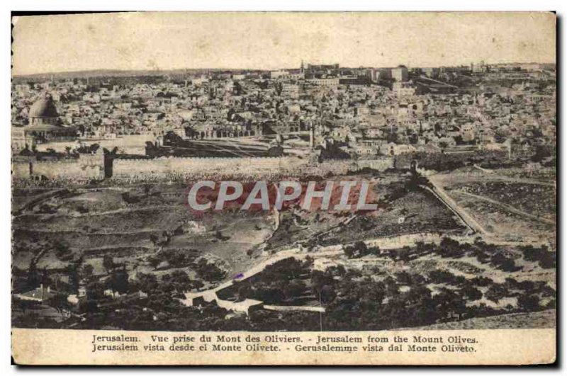 Jerusalem Old Postcard View from Mount of Olives