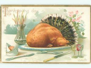 Divided-Back THANKSGIVING SCENE Great Postcard AA0421