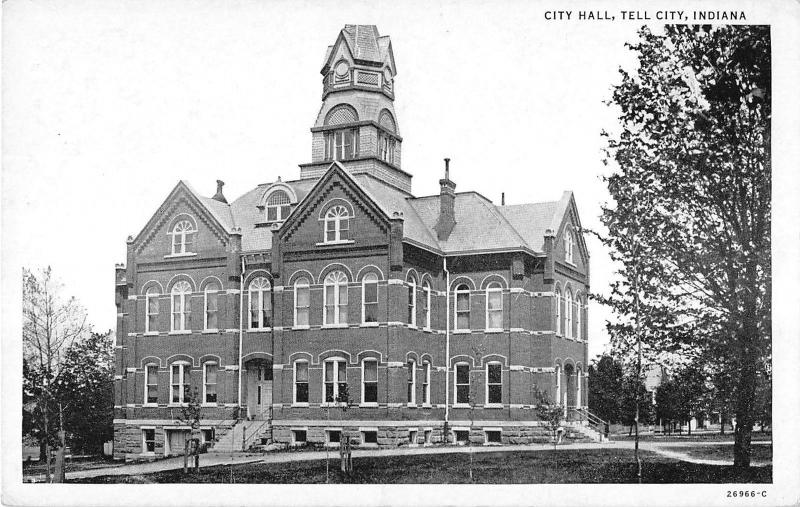 Tell City Indiana City Hall General Exterior View Antique Postcard V17631