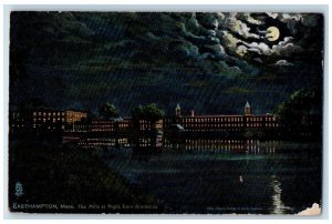 The Mills At Night From Brookside Moonlight View Easthampton MA Tuck's Postcard