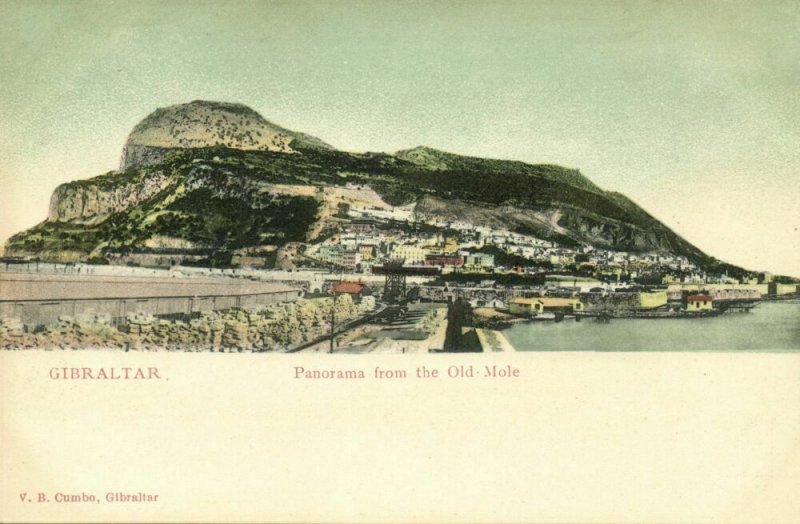 Gibraltar, Panorama from the Old Mole (1899) V.B. Cumbo Postcard