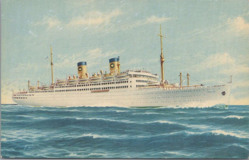 Postcard Ship Home Lines MS Italia