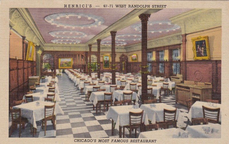 Illinois Chicago Henrici's Restaurant Dining Room 1951 Curteich sk5431