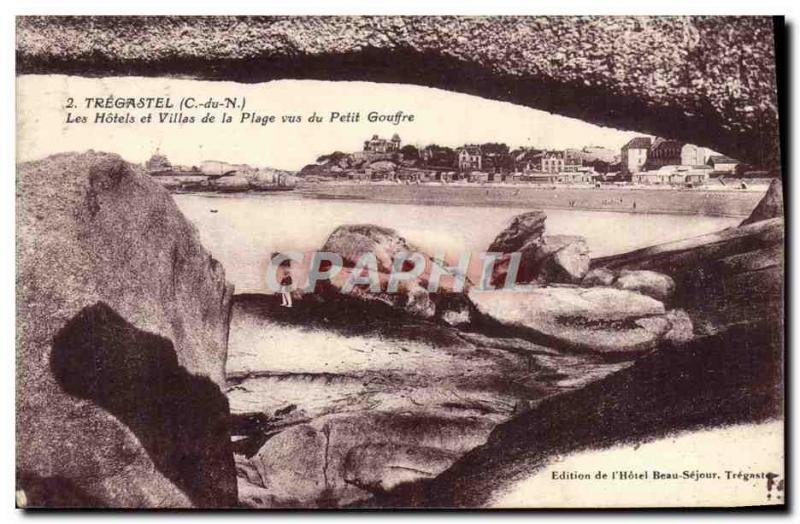 Old Postcard The Tregastel Hotels and Villas Beach saw the Little Chasm