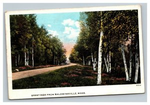 Vintage 1940 Postcard Country Road - Greetings From Baldwinsville Massachusetts