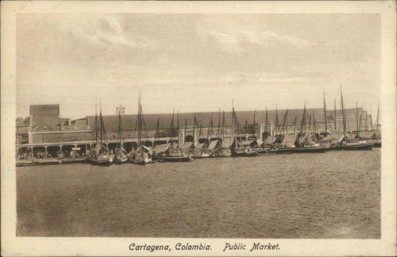 Cartagena Colombia c1910 Postcard - Public Market