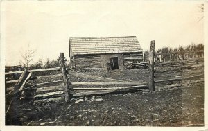 Postcard RPPC 1913 Arkansas Log Cabin rural Life AR24-1128