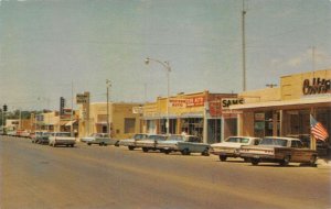Muleshoe Texas Main Street, Rexall Drug Store, Chrome, Vintage Postcard U16874