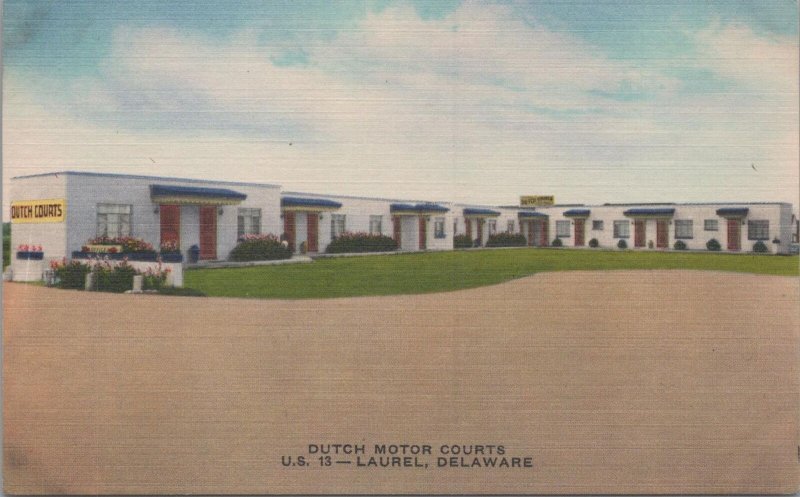 Postcard Dutch Motor Courts Laurel Delaware DE