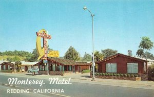 REDDING, CA California  MONTEREY MOTEL  Roadside  c1950's Chrome Postcard