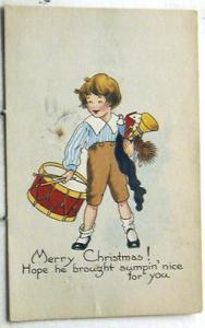 H422   CHRISTMAS     POSTCARD,  BOY & TOYS