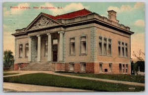 New Brunswick NJ~Beaux Arts Style Public Library~Vintage Postcard
