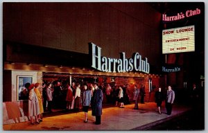 Reno Nevada 1960s Postcard Harrah's Casino Show Lounge Sign