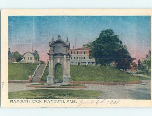 Pre-1907 MONUMENT SCENE Plymouth - Near Brockton Massachusetts MA AE8128