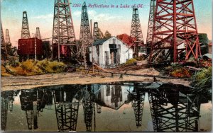 Vtg 1910s Reflections In A Lake Of Oil California CA Postcard