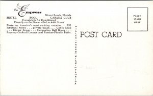 Vtg Miami Beach Florida FL The Empress Hotel Pool Cabana Club Unused Postcard