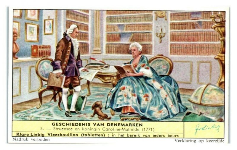 Struensee & Queen Caroline-Mathilde History of Denmark Liebig Belgian Trade Card