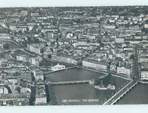 old rppc AERIAL VIEW OF TOWN Geneva - Geneve Switzerland HM1573