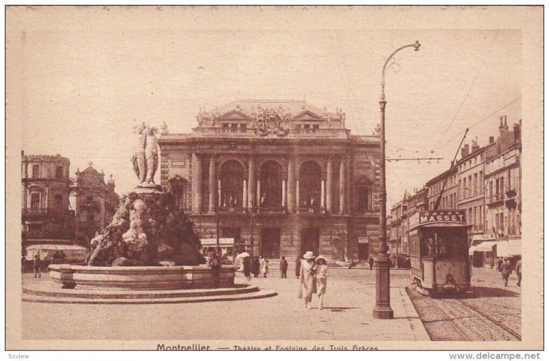 MONTPELLIER, Herault, France, 1900-1910´s; Theatre et Fontaine des Trois Gra...