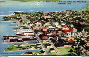 Ohio Sandusky Aerial View Of Business District and Waterfront Curteich