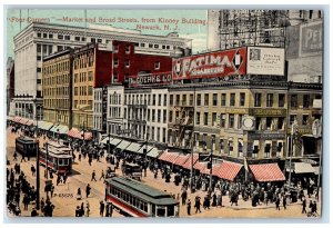1913 Four Corners Market Broad St. Dentist Trolley Streetcar Newark NJ Postcard 