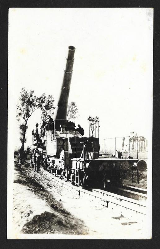 Artillery Railroad Tracks & Men RPPC Unused c1910s