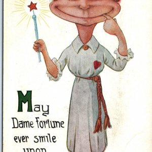 1911 Smiling Angel Caricature Dame Fortune Glad Mitt Postcard Haffner A86