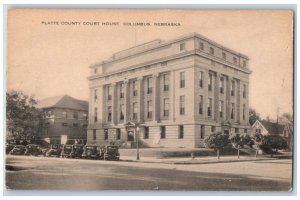 Columbus Nebraska Postcard Platte County Court House 1940 Vintage Antique Artvue