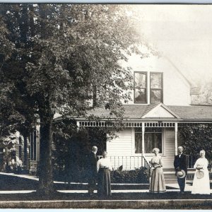 c1900s Old Men & Women at House RPPC E.C Abbey Doctor? Town Lovely Postcard A167