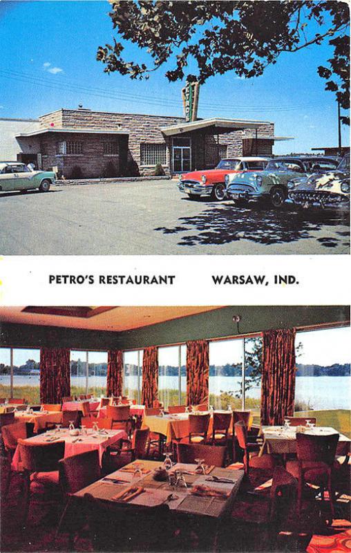 Warsaw IN Petro's Restaurant Old Cars Duo-View Postcard