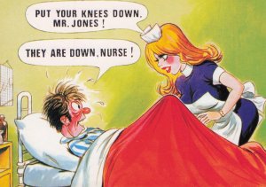 Man In Hospital Bed Erection With Sexy Nurse Bamforth Comic Postcard