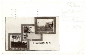 1905 Multi-View, Webster Rock, The Lake, Cottage City, Franklin, NH Postcard