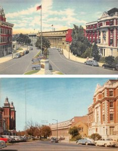 2~Postcards Spokane, WA Washington RIVERSIDE AVE STREET SCENE  Linen & Chrome