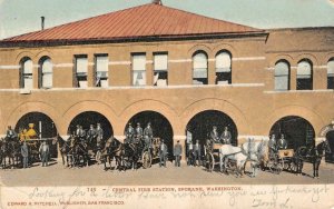 Central Fire Station, Spokane, Washington Fire Department 1909 Vintage Postcard
