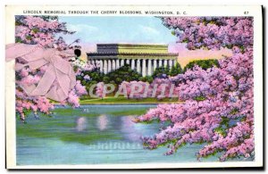 Old Postcard Lincoln Memorial Through The Cherry Blossoms Washington D C.