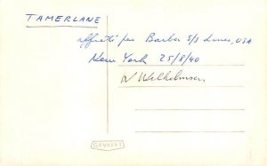 MS Tamerlane Wilhelmsen Line Real Photo Writing on back, missing stamp 