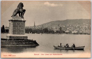 Der Lowe Am Hafendamm Zürich Switzerland Historic Lion Sculpture Postcard