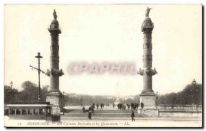 Bordeaux - The Rostral Columns and Quinconces - Old Postcard