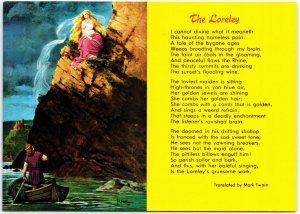 VINTAGE POSTCARD CONTINENTAL SIZE THE LORELEY TRANSLATED BY MARK TWAIN