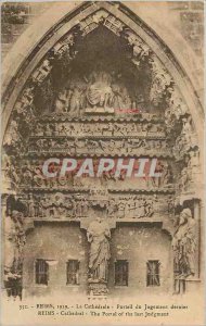 Old Postcard Reims Cathedral Portal of the Last Judgment