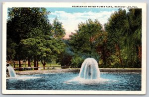 Fountain at Water Works Park Jacksonville Florida FL UNP WB Postcard K2