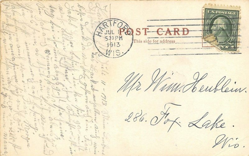 Hartford Wisconsin 1913 Postcard High School