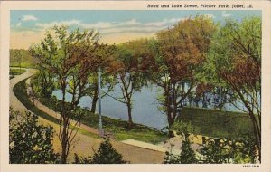 Illinois Joliet Road And Lake Scene Pilcher Park